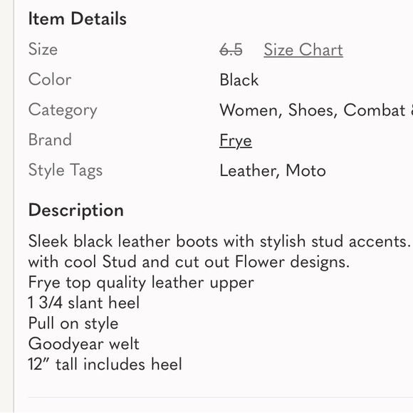 Frye Harness Star Boots in Black Leather with Leaser Cutout Studded Size 6.5 - Picture 5 of 6